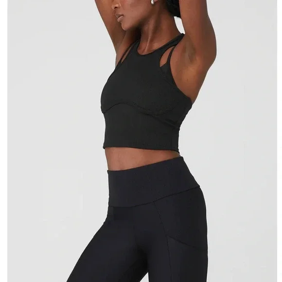 NWT Alo Yoga Ribbed Airlift Enchanted Bra Tank in Black Size NWT Alo Yoga Ribbed Airlift Enchanted Bra Tank in Black Size